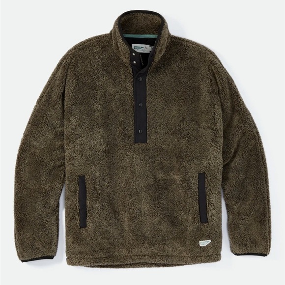 Wellen HuckberryWindsurf Fleece Snap Pullover Speckle Olive Sz XXL